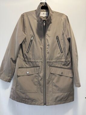 Fleet Street Taupe Zip-Front Utility Anorak Jacket women’s size Large